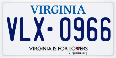 VA license plate VLX0966