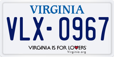 VA license plate VLX0967