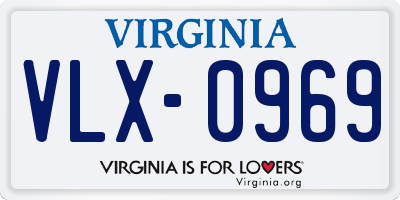 VA license plate VLX0969