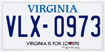 VA license plate VLX0973