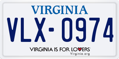 VA license plate VLX0974