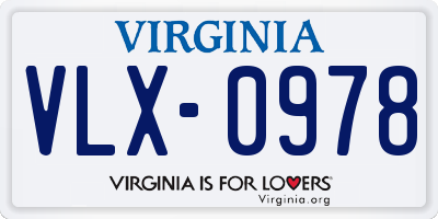 VA license plate VLX0978