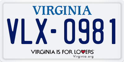 VA license plate VLX0981