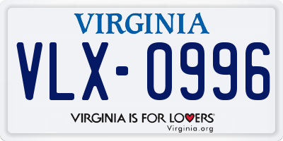 VA license plate VLX0996