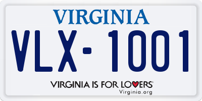 VA license plate VLX1001