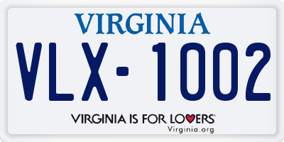 VA license plate VLX1002