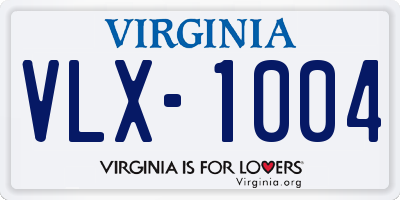 VA license plate VLX1004