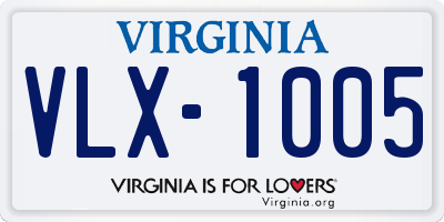 VA license plate VLX1005