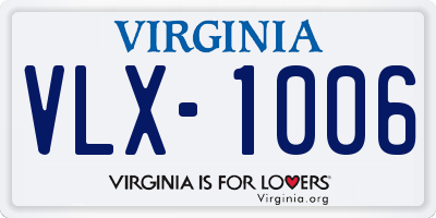 VA license plate VLX1006