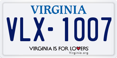 VA license plate VLX1007