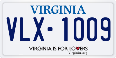 VA license plate VLX1009