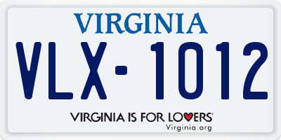 VA license plate VLX1012