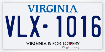 VA license plate VLX1016