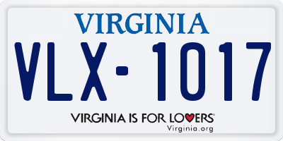 VA license plate VLX1017