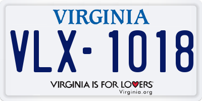 VA license plate VLX1018