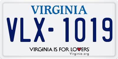 VA license plate VLX1019