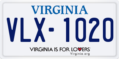 VA license plate VLX1020