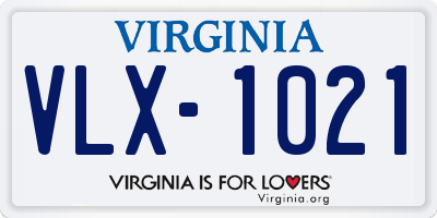 VA license plate VLX1021