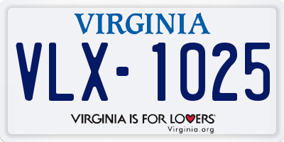 VA license plate VLX1025