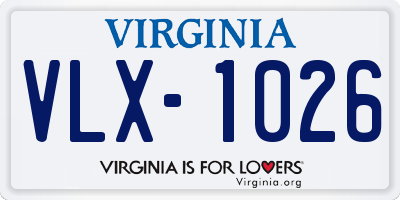 VA license plate VLX1026