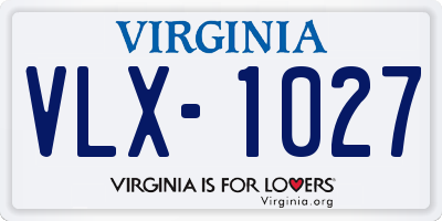 VA license plate VLX1027