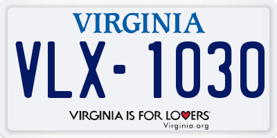 VA license plate VLX1030