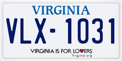 VA license plate VLX1031