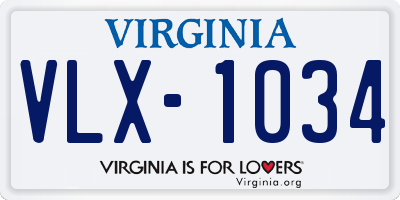 VA license plate VLX1034