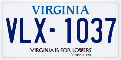 VA license plate VLX1037