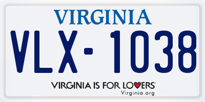 VA license plate VLX1038