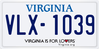 VA license plate VLX1039