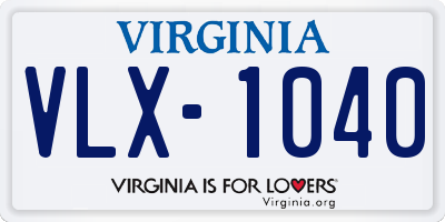 VA license plate VLX1040