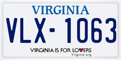 VA license plate VLX1063