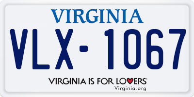 VA license plate VLX1067