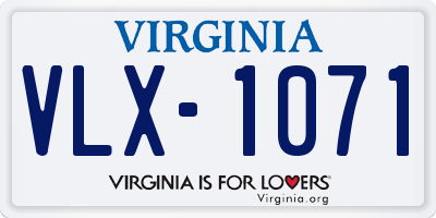 VA license plate VLX1071