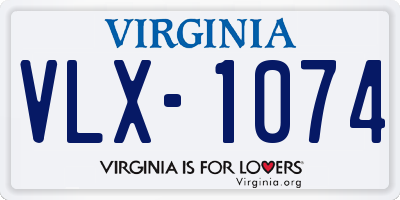 VA license plate VLX1074