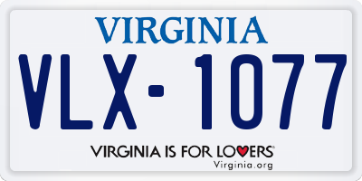 VA license plate VLX1077