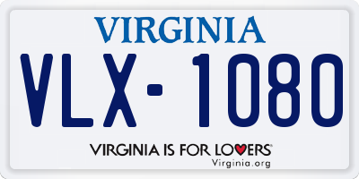 VA license plate VLX1080