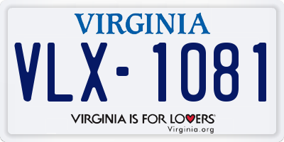 VA license plate VLX1081