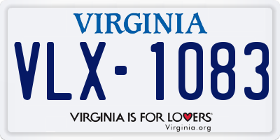 VA license plate VLX1083