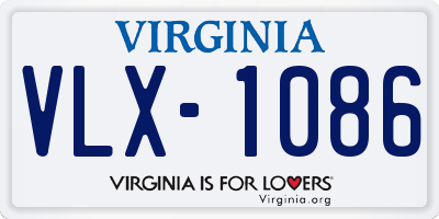 VA license plate VLX1086