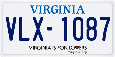 VA license plate VLX1087