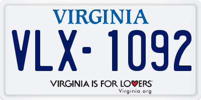 VA license plate VLX1092