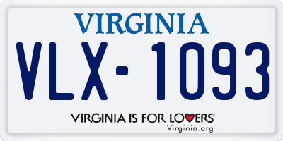 VA license plate VLX1093