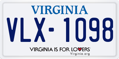 VA license plate VLX1098