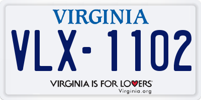 VA license plate VLX1102