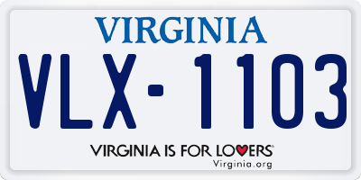 VA license plate VLX1103