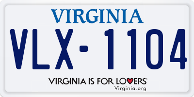 VA license plate VLX1104