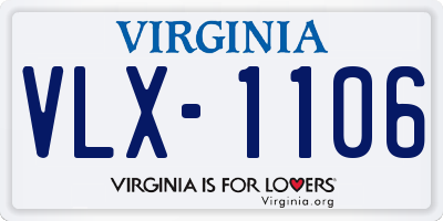 VA license plate VLX1106