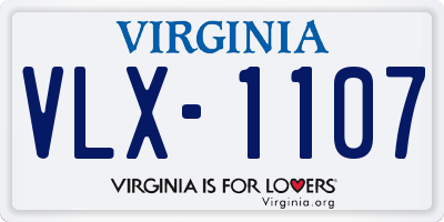 VA license plate VLX1107